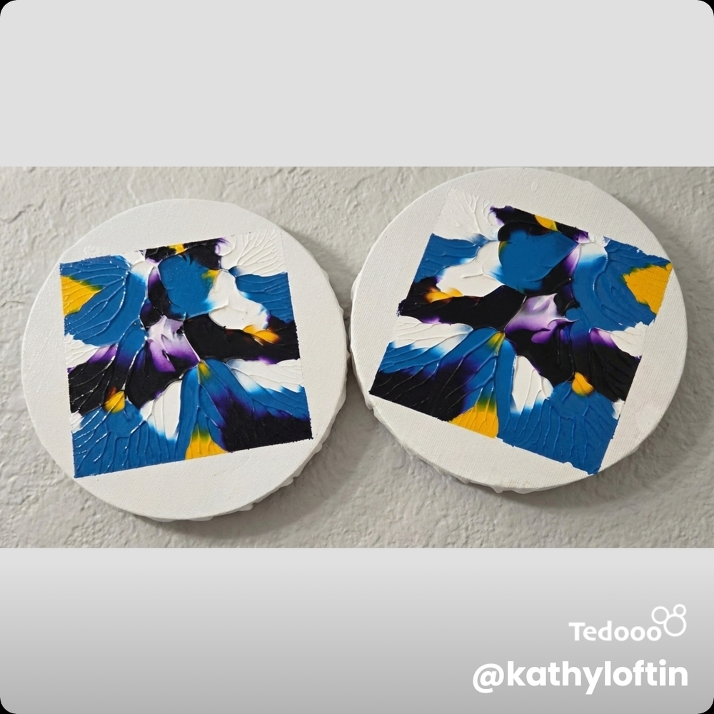 Abstract Art Canvas Set with Blue and Yellow Accents